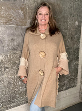 Load image into Gallery viewer, creamy tans cape style cardigan coat
