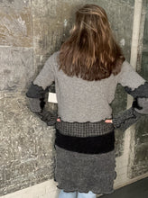 Load image into Gallery viewer, ruffle collared gray black cardigan coat

