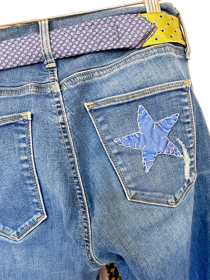blue denim + lime necktie bells [8/29] short