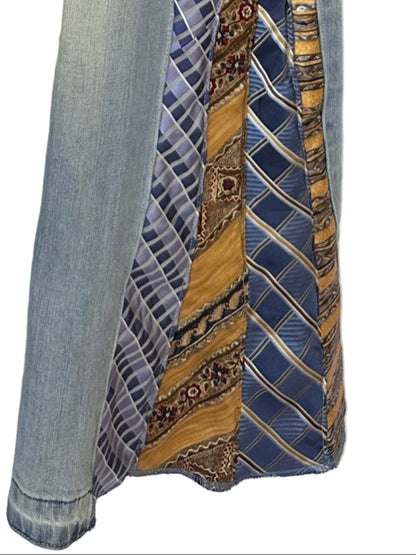 washed blue denim + golden necktie bells [10/30] short