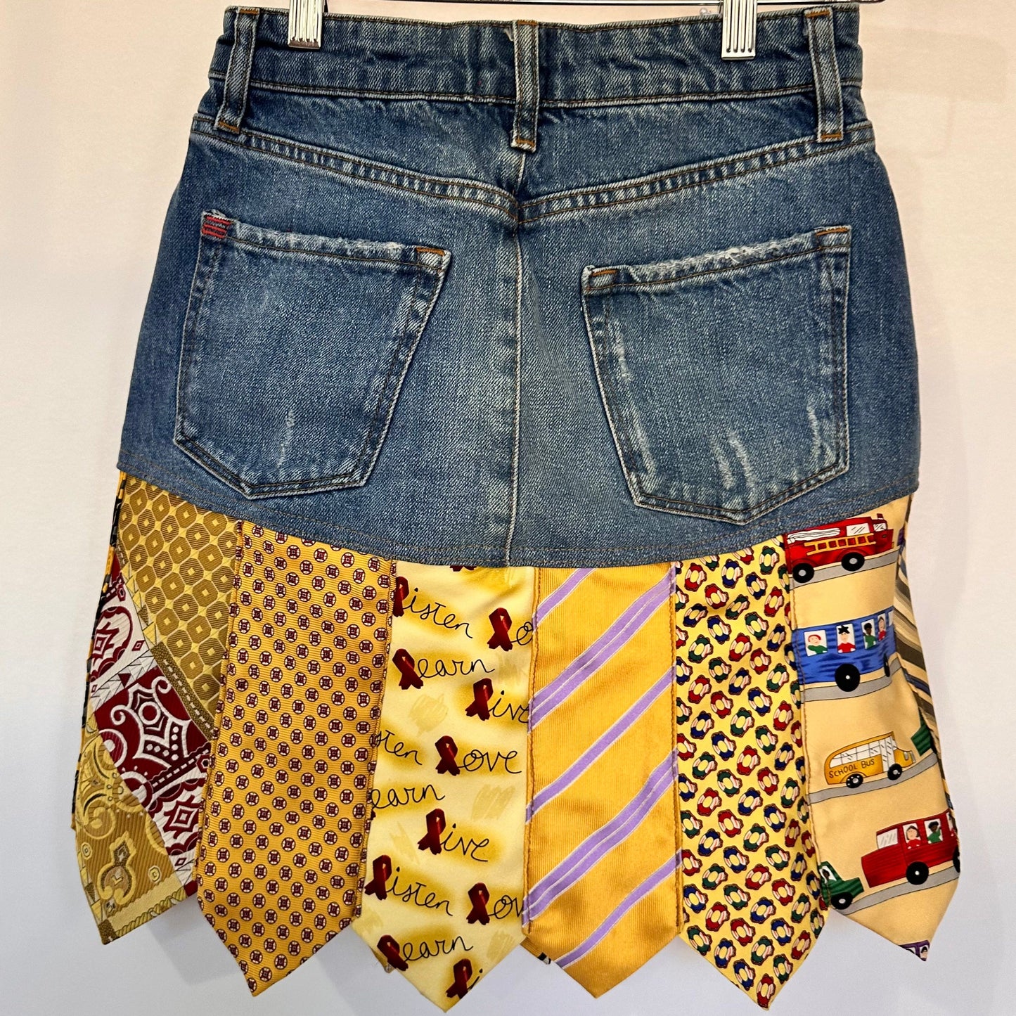 sunny distress denim + tie skirt, [0-2]