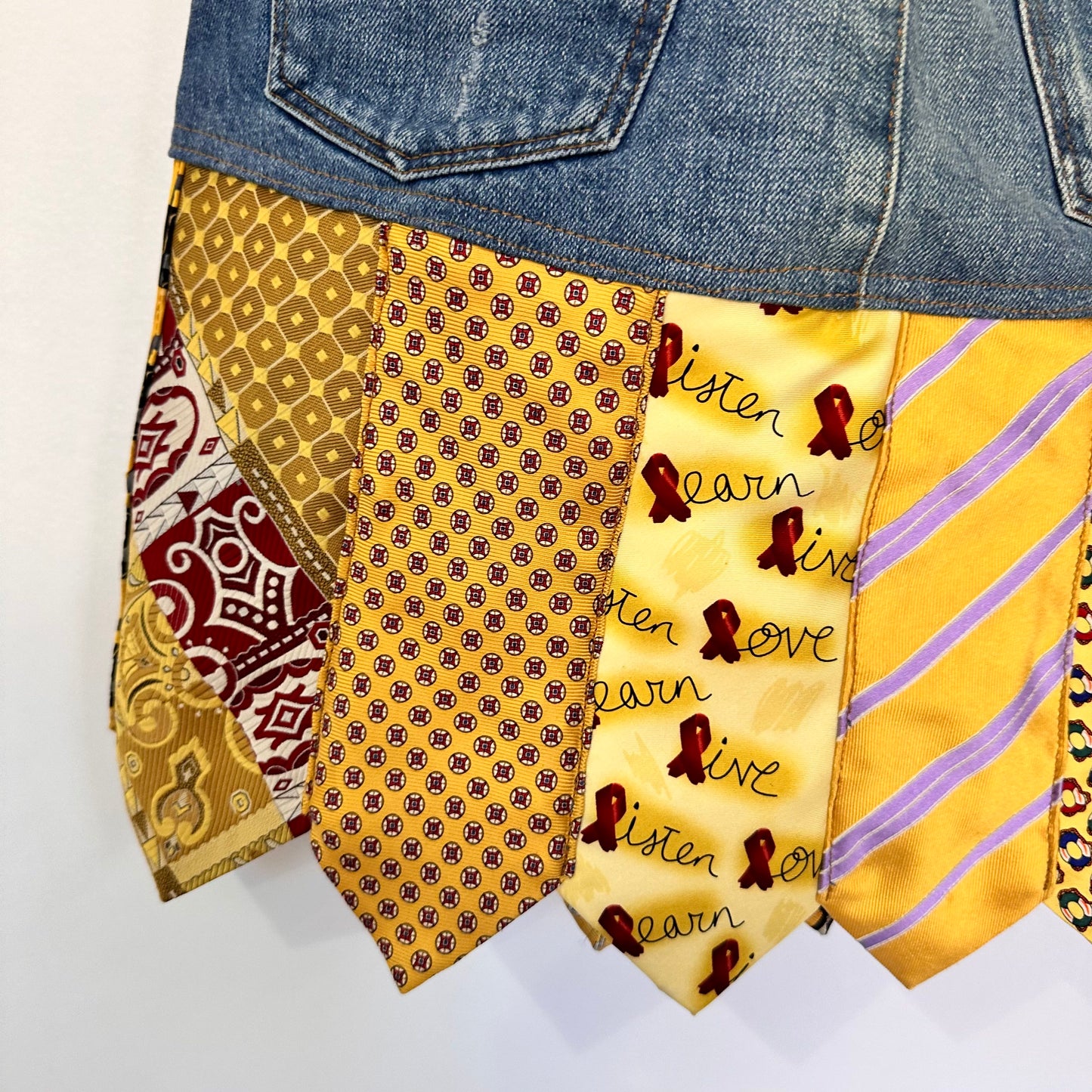 sunny distress denim + tie skirt, [0-2]