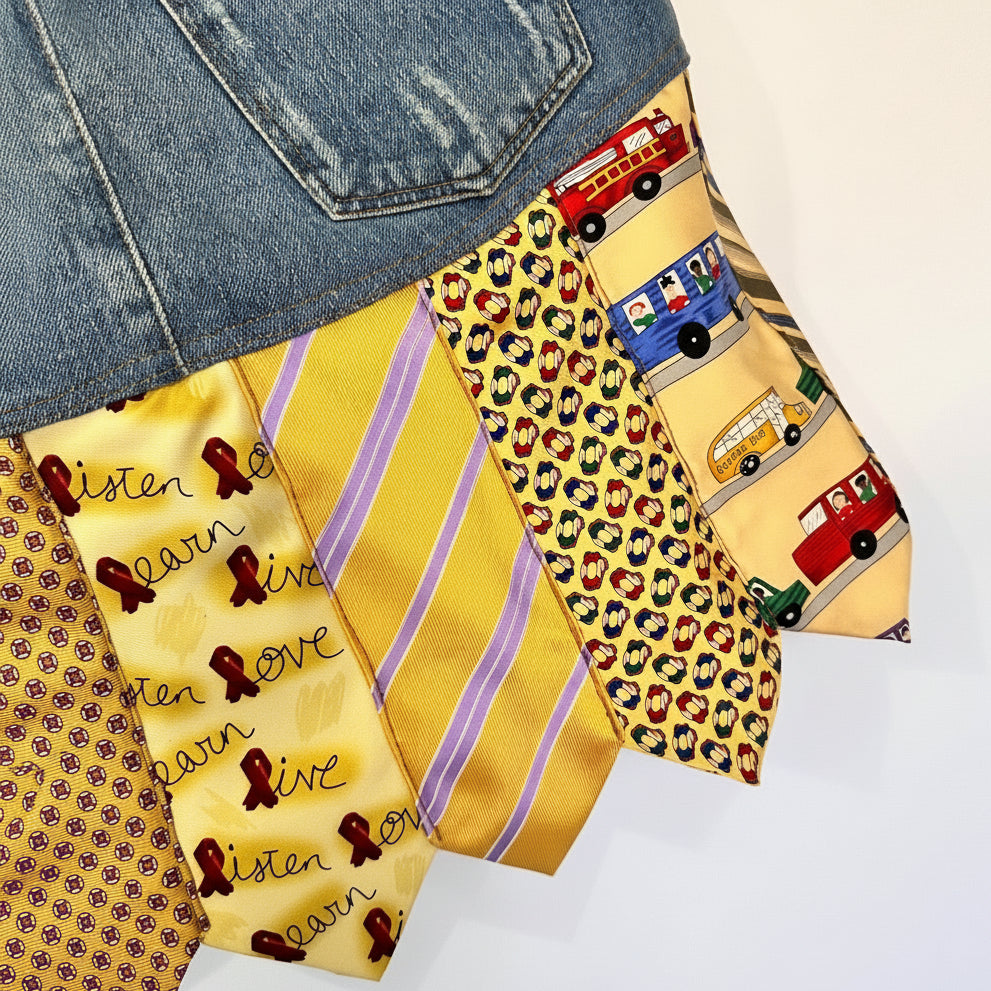 sunny distress denim + tie skirt, [0-2]