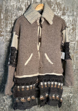 Load image into Gallery viewer, taupe + charcoal collared soft swing sweater coat
