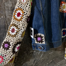 Load image into Gallery viewer, colorful granny square denim jacket
