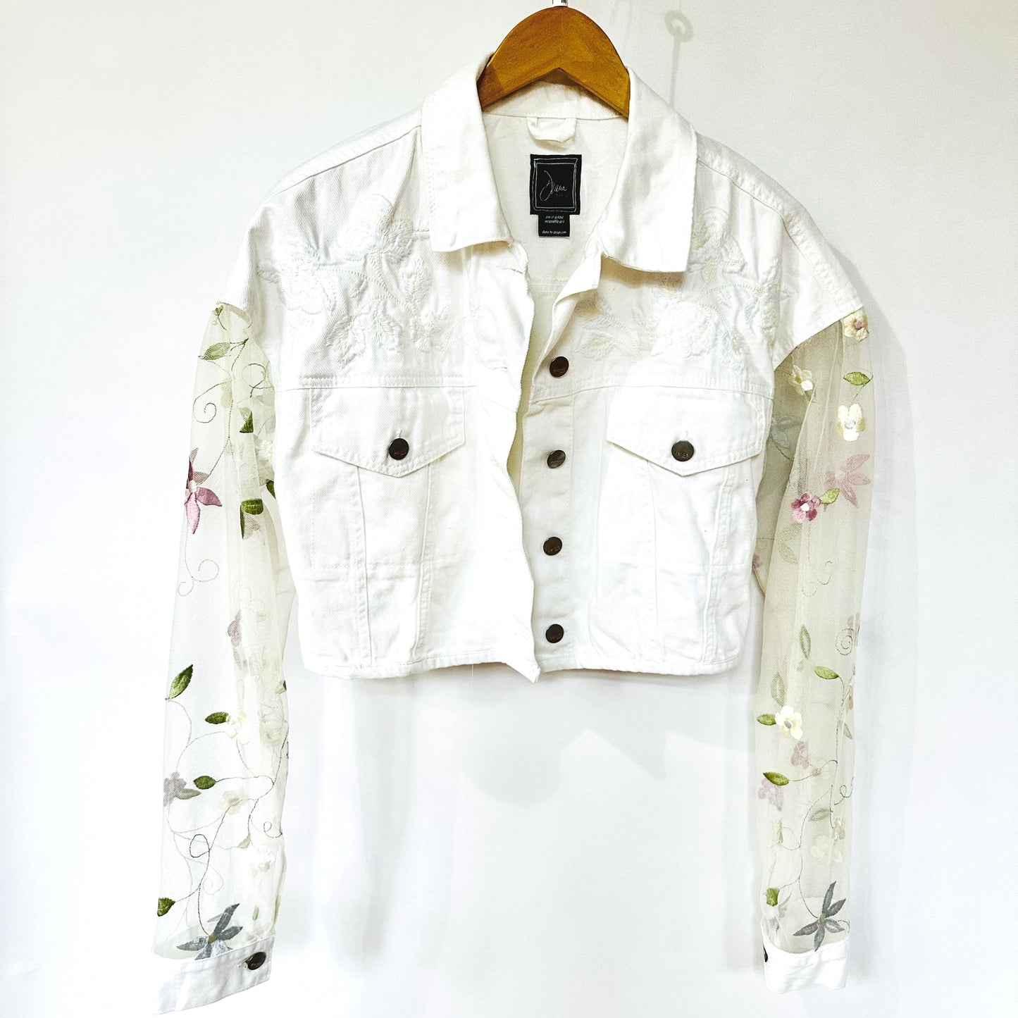 white floral denim + mesh