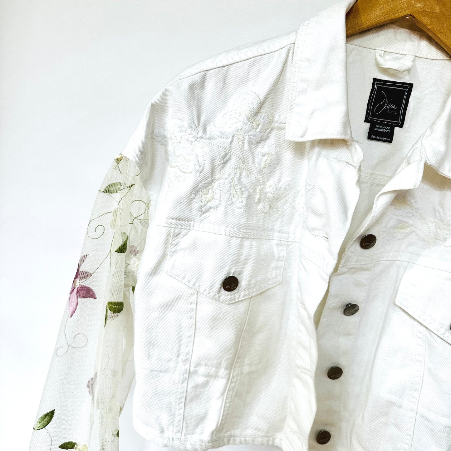 white floral denim + mesh