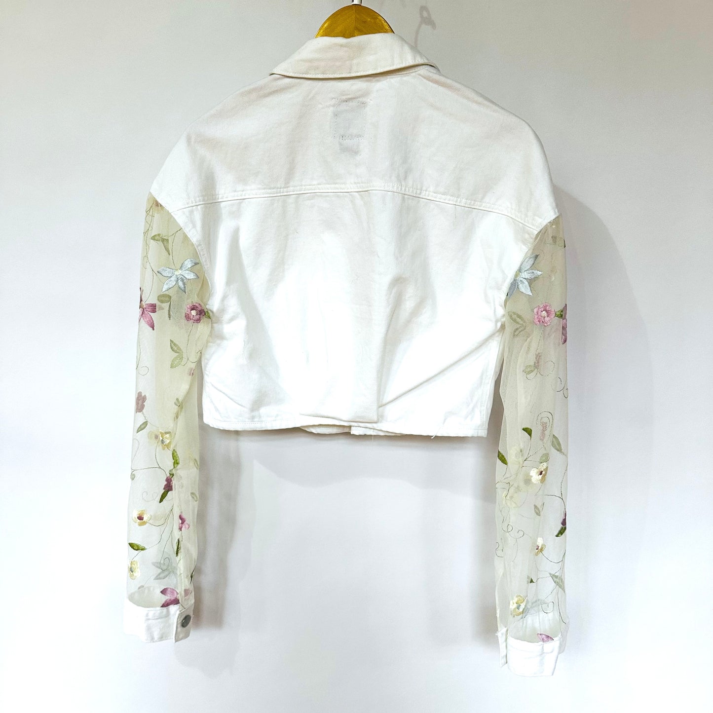 white floral denim + mesh