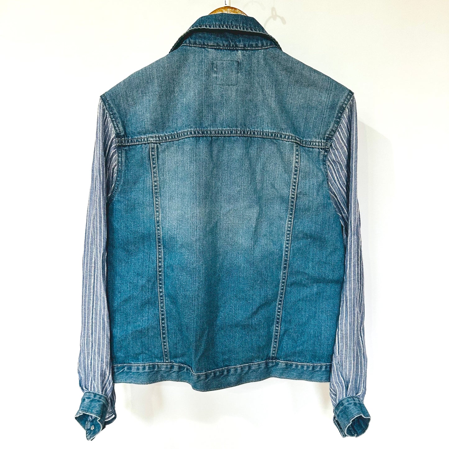 silver streaked blue denim jacket