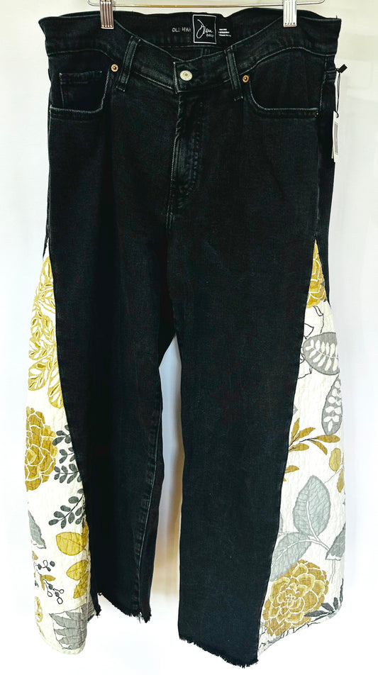 black + floral quilted bell bottoms [12/31]