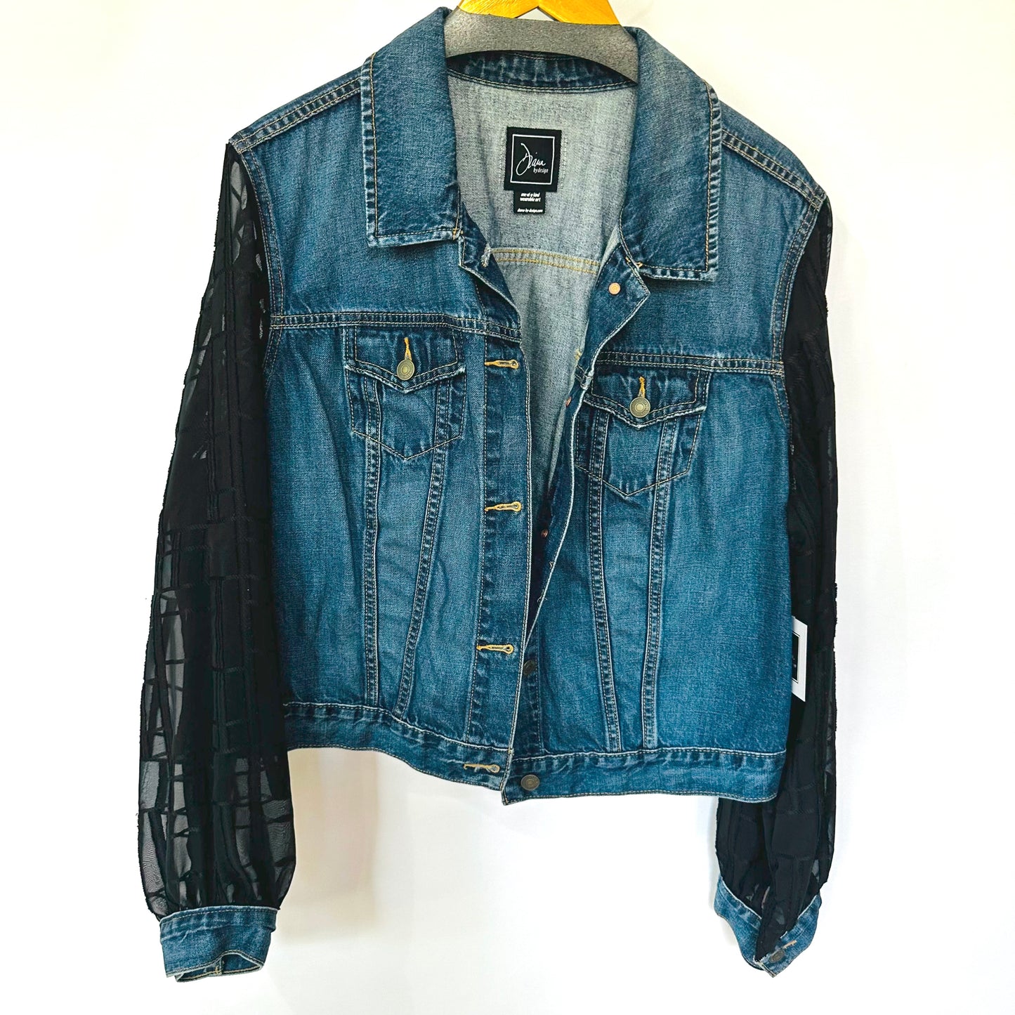 black + blue denim jacket