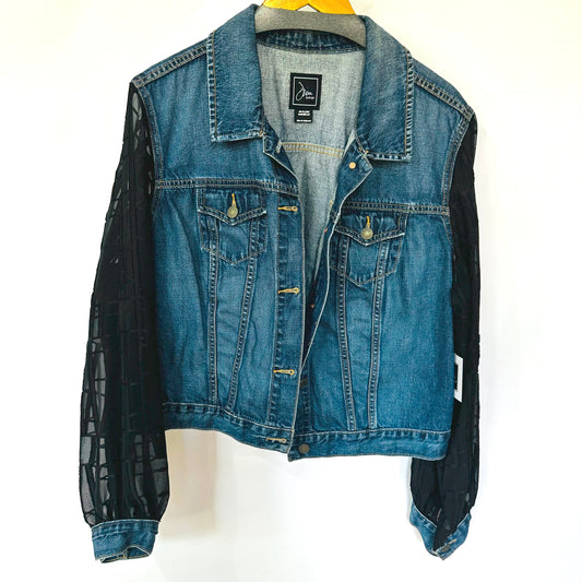 black + blue denim jacket