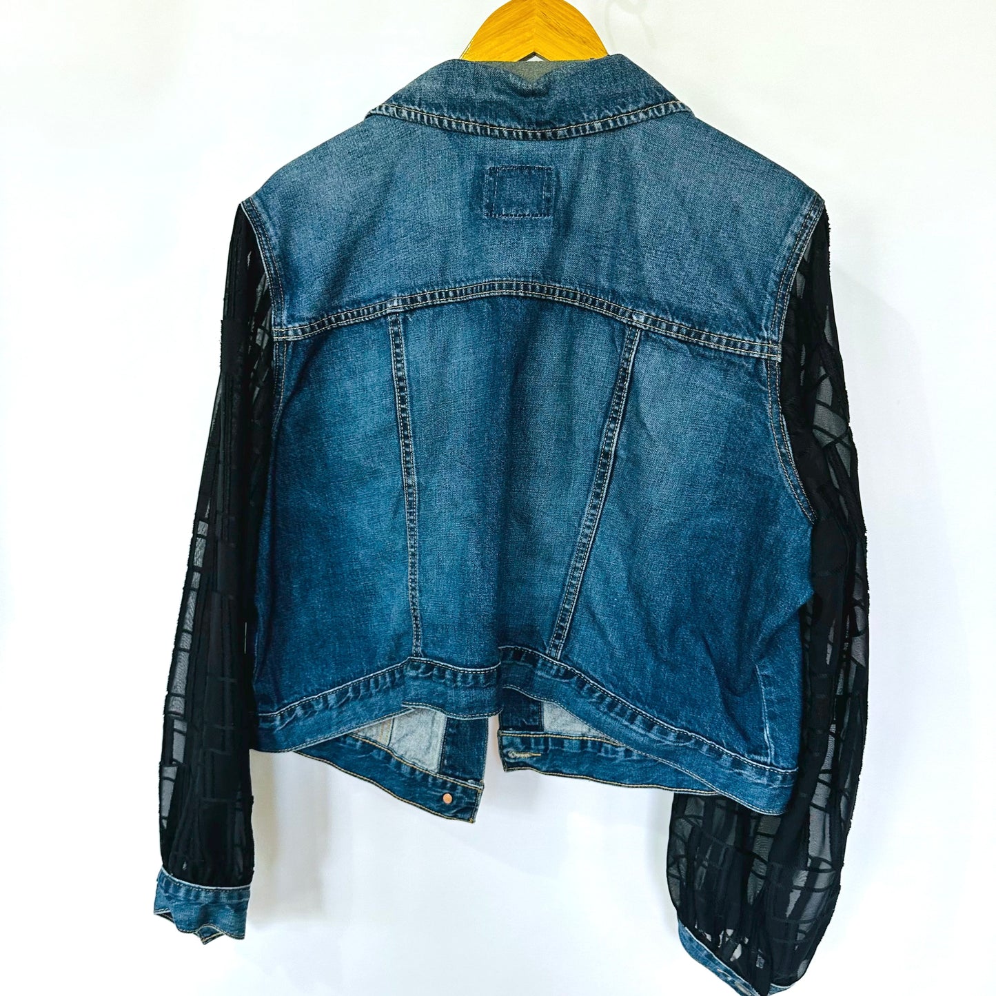 black + blue denim jacket