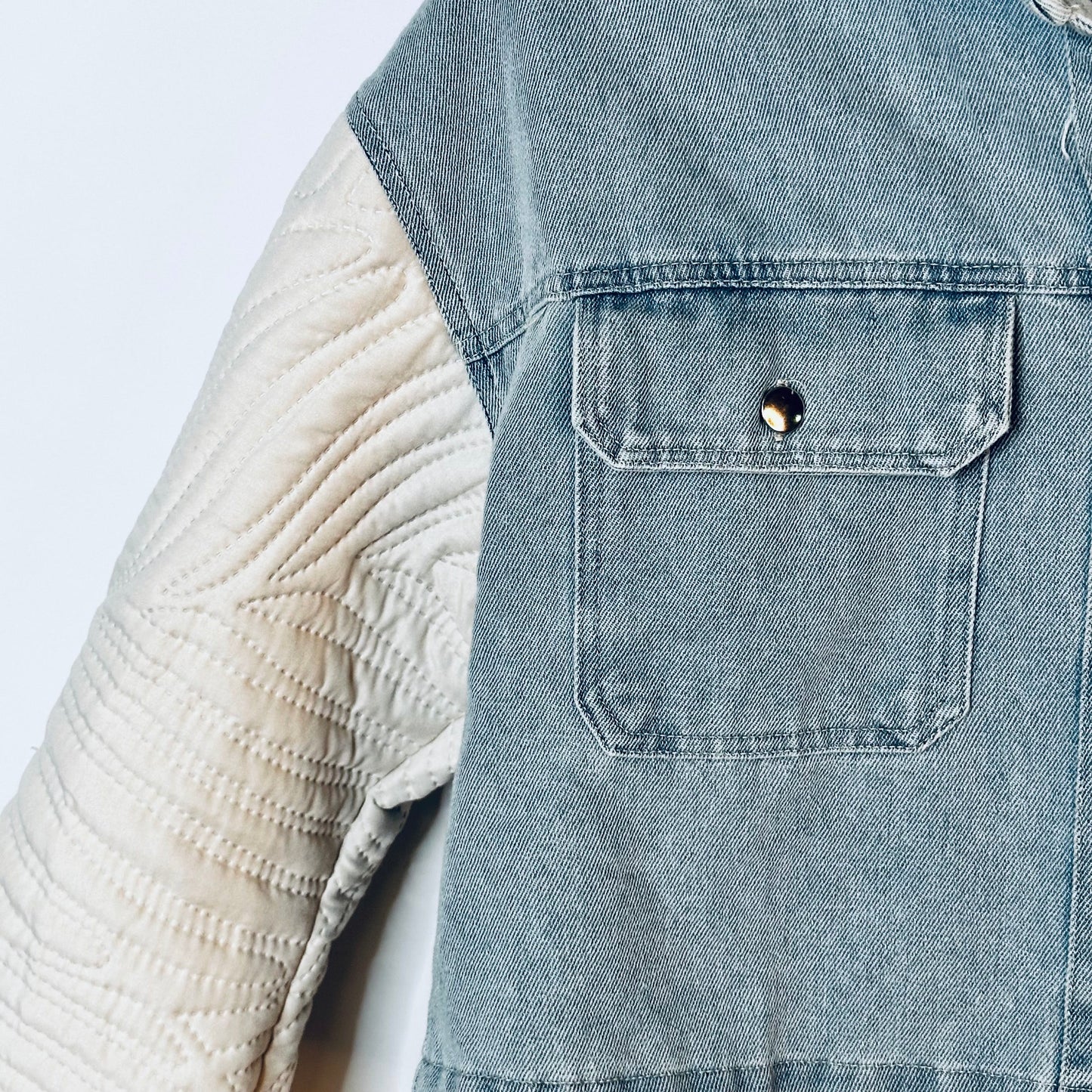 boxy crop denim + quilt jacket