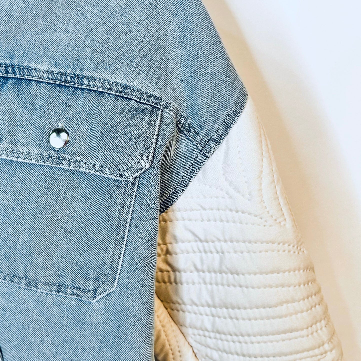 boxy crop denim + quilt jacket