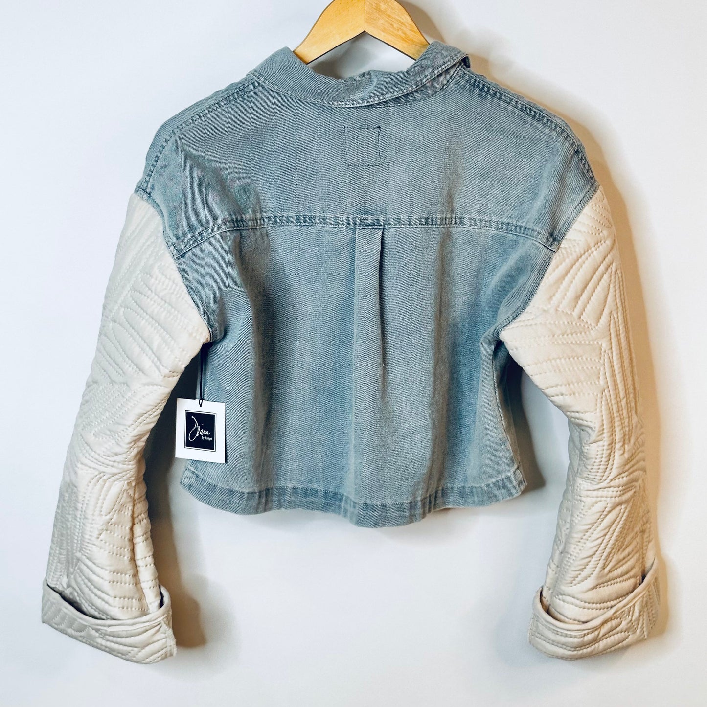 boxy crop denim + quilt jacket