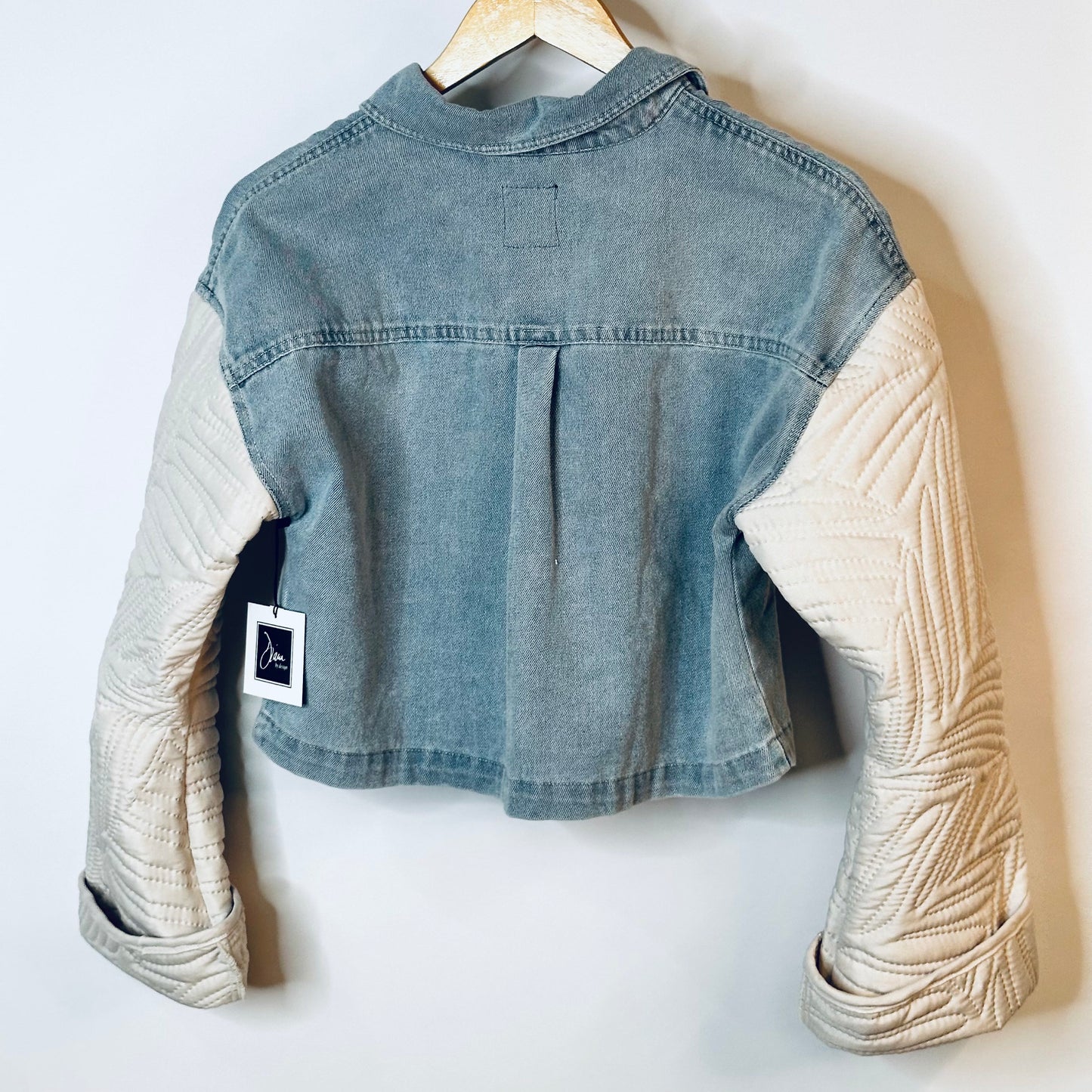boxy crop denim + quilt jacket