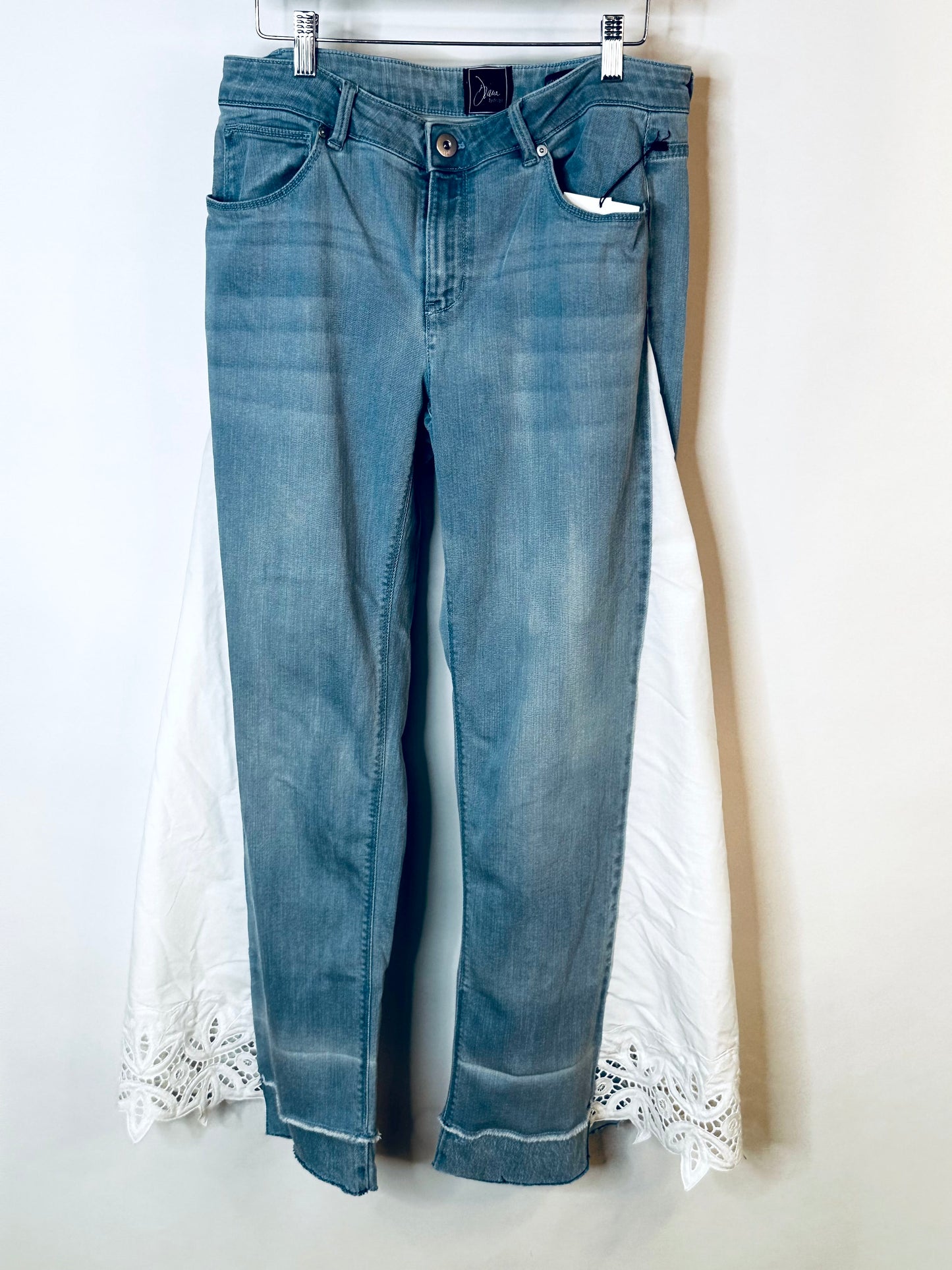 crisp white lace edged denim bells [10/30]