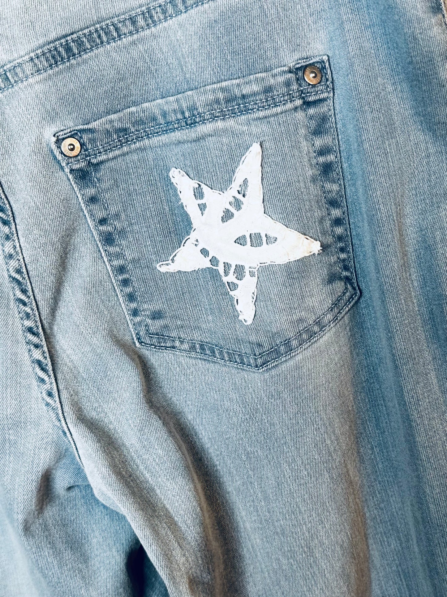 crisp white lace edged denim bells [10/30]