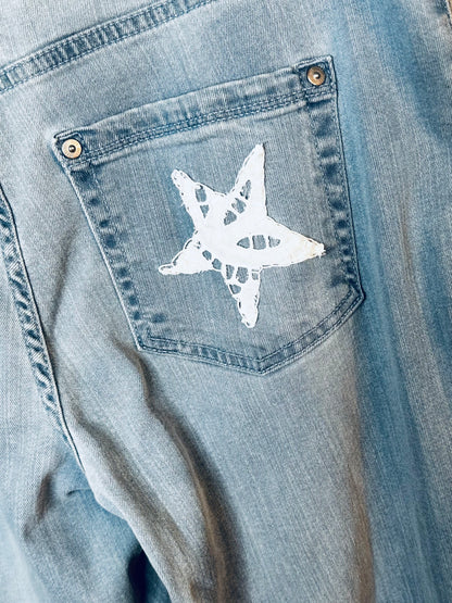 crisp white lace edged denim bells [10/30]