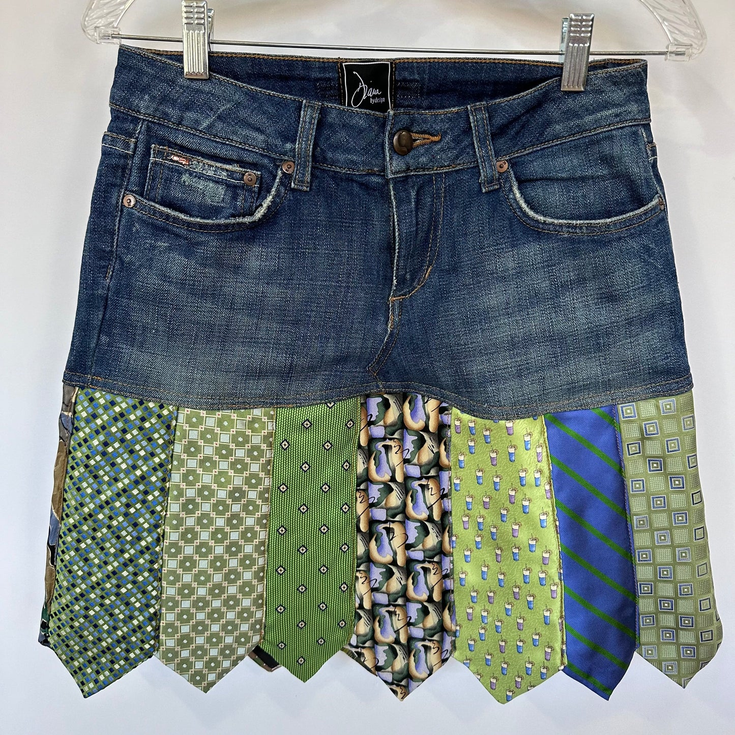 spring lime denim + tie skirt, (size 28)