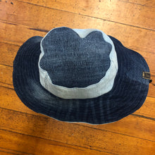 Load image into Gallery viewer, fun shades of blue denim reversible sun hat
