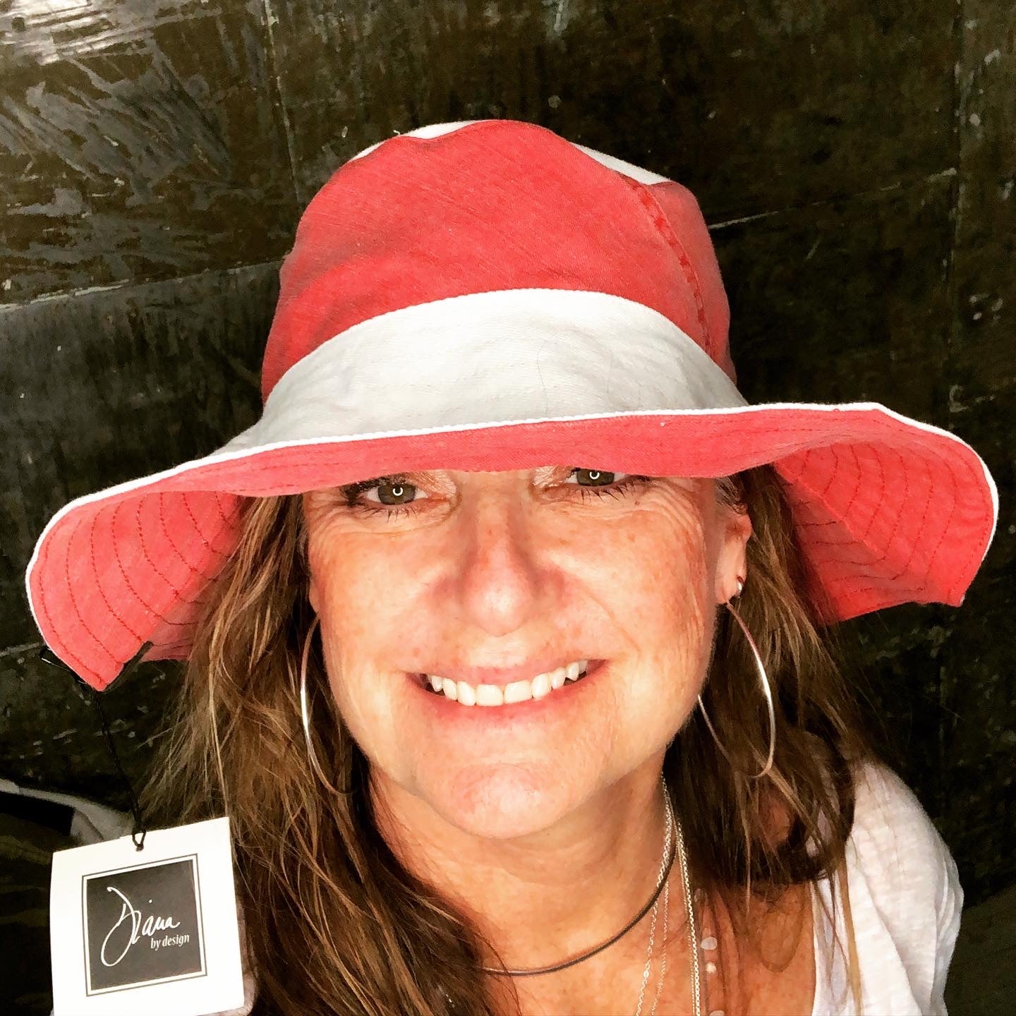 nantucket red + white denim reversible sun hat