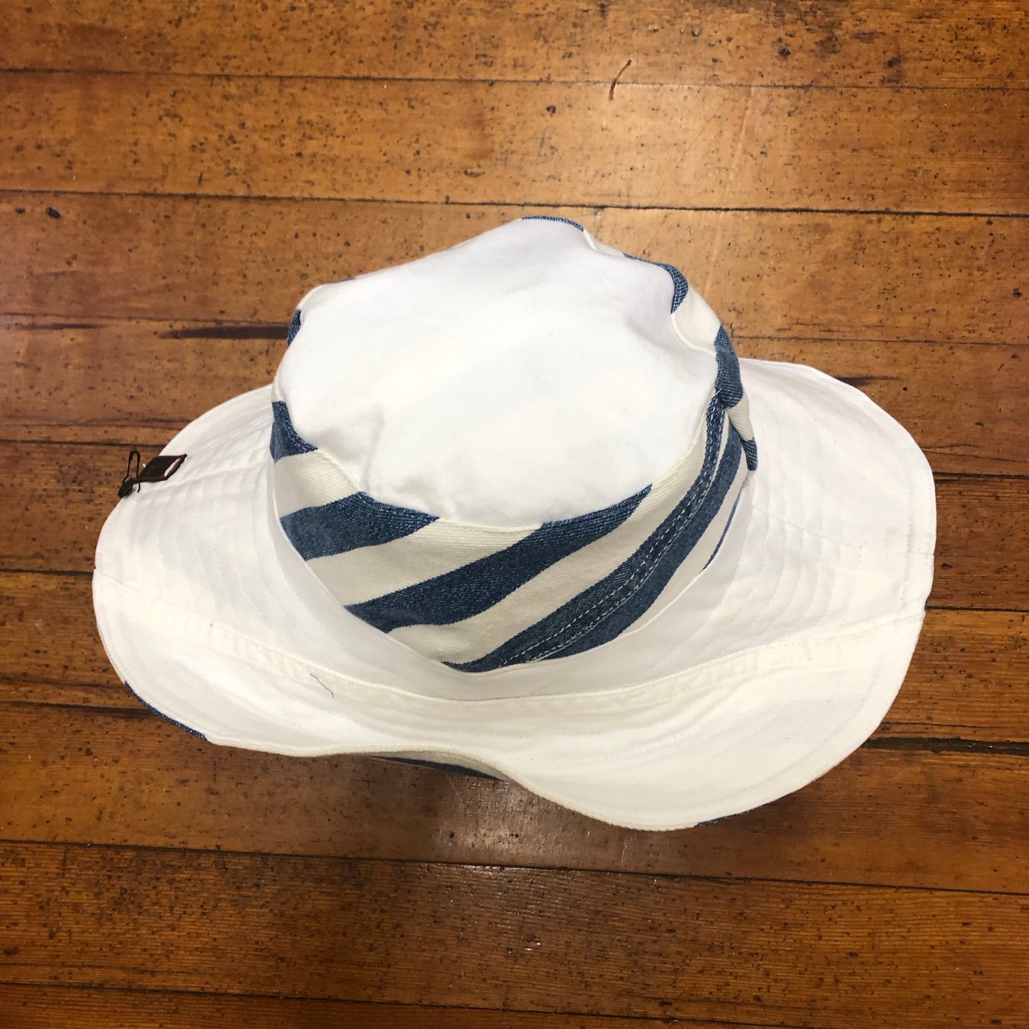 summer stripe + white denim reversible sun hat