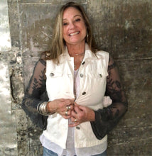 Load image into Gallery viewer, charcoal lace + white safari jacket
