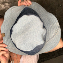 Load image into Gallery viewer, fun shades of blue denim reversible sun hat
