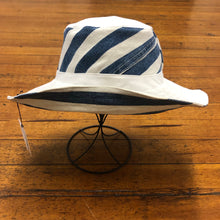 Load image into Gallery viewer, summer stripe + white denim reversible sun hat
