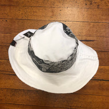 Load image into Gallery viewer, fun gray floral + white denim reversible sun hat
