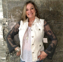 Load image into Gallery viewer, charcoal lace + white safari jacket
