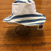 Load image into Gallery viewer, summer stripe + white denim reversible sun hat
