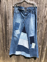 Load image into Gallery viewer, patch distressed denim maxi skirt, (size 30)
