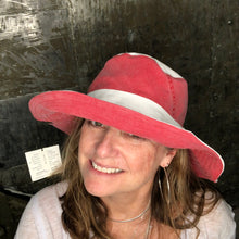 Load image into Gallery viewer, nantucket red + white denim reversible sun hat

