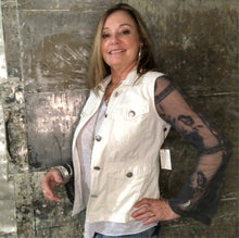 Load image into Gallery viewer, charcoal lace + white safari jacket
