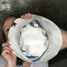 Load image into Gallery viewer, summer stripe + white denim reversible sun hat
