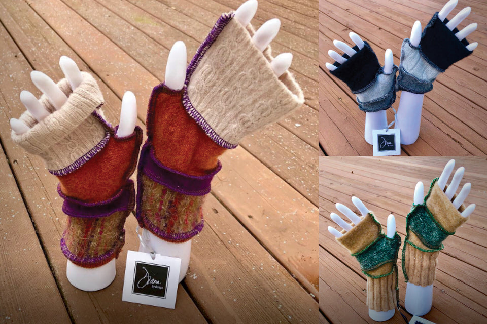 arm warmers, texting gloves, fingerless mittens, mittens, felted wool, handmade, wearable art, sustainably sourced, sustainable fashion, diana by design, dbd, love, winter, socks,