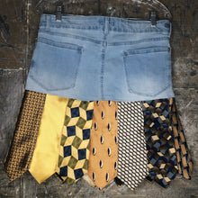 Load image into Gallery viewer, sky + sunny light distressed denim tie skirt, (size 10/30)
