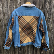Load image into Gallery viewer, men&#39;s sherpa denim + fun plaid insets
