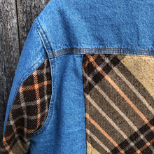 Load image into Gallery viewer, men&#39;s sherpa denim + fun plaid insets
