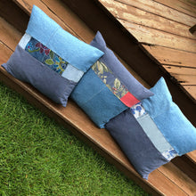 Load image into Gallery viewer, 18&quot; denim block pillow
