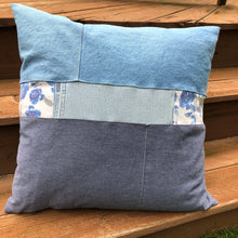 Load image into Gallery viewer, 20&quot; shades of denim block pillow
