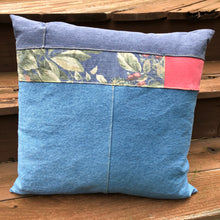 Load image into Gallery viewer, 18&quot; denim block pillow
