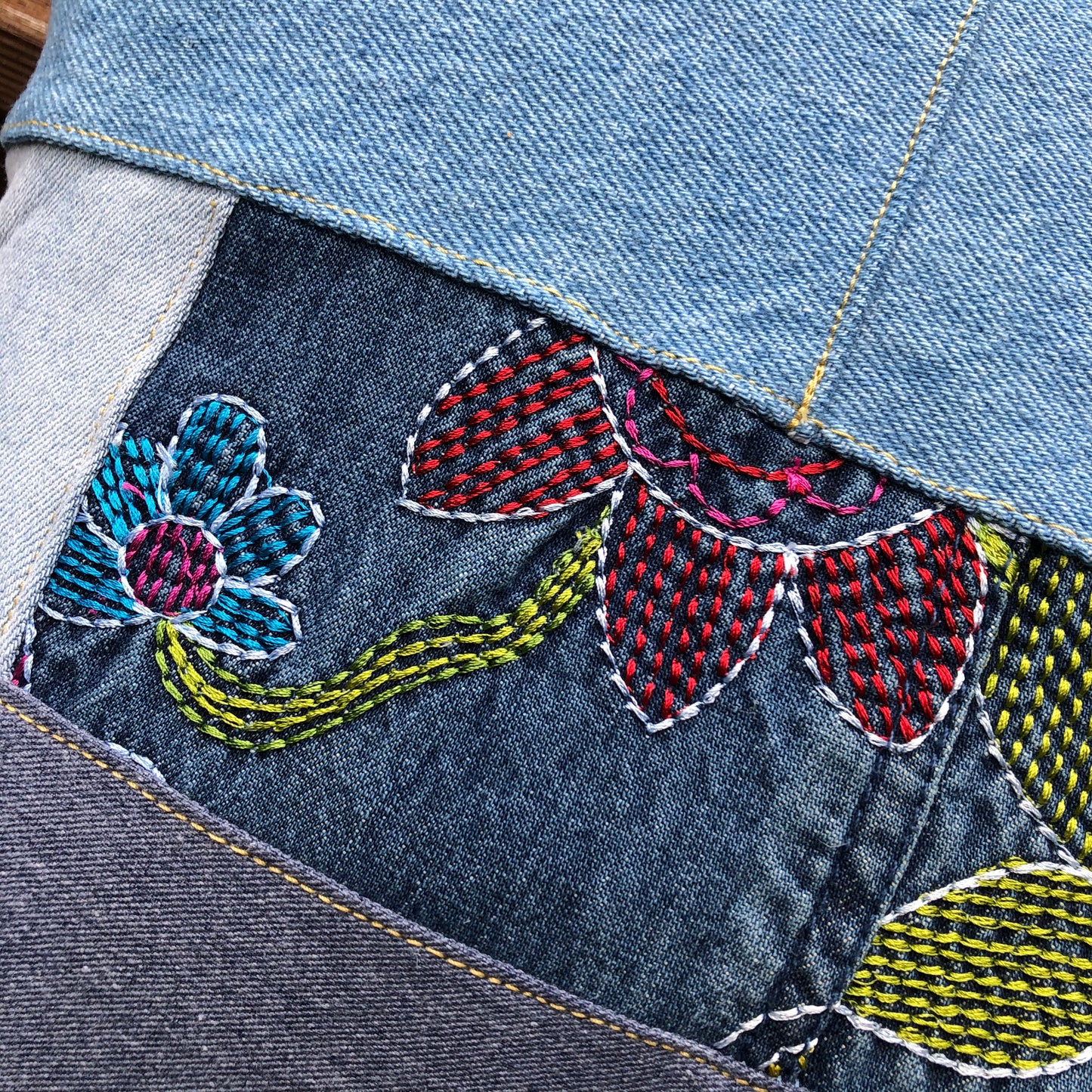 16" denim block pillow