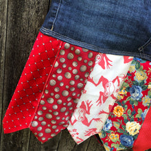 Load image into Gallery viewer, hot reds jumping frogs denim + tie skirt, (size 0/2)

