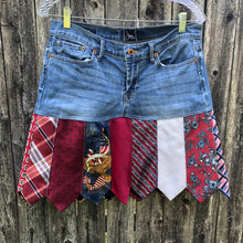 Load image into Gallery viewer, patriotic designer denim + tie skirt, (size 6/28)
