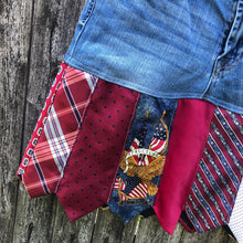Load image into Gallery viewer, patriotic designer denim + tie skirt, (size 6/28)
