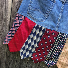 Load image into Gallery viewer, patriotic designer denim + tie skirt, (size 6/28)
